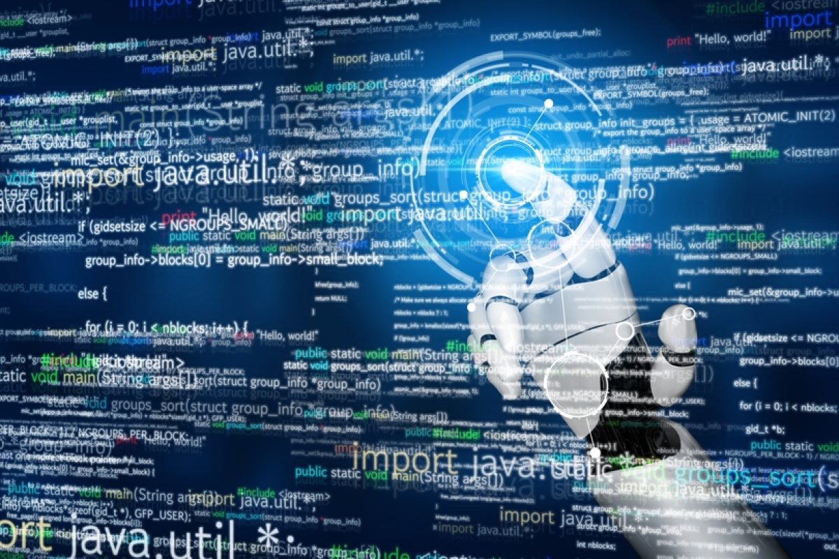 Futuristic robot artificial intelligence revolutionary AI technology development and machine learning concept. Global robotic bionic science research for future of human life. 3D rendering graphic.